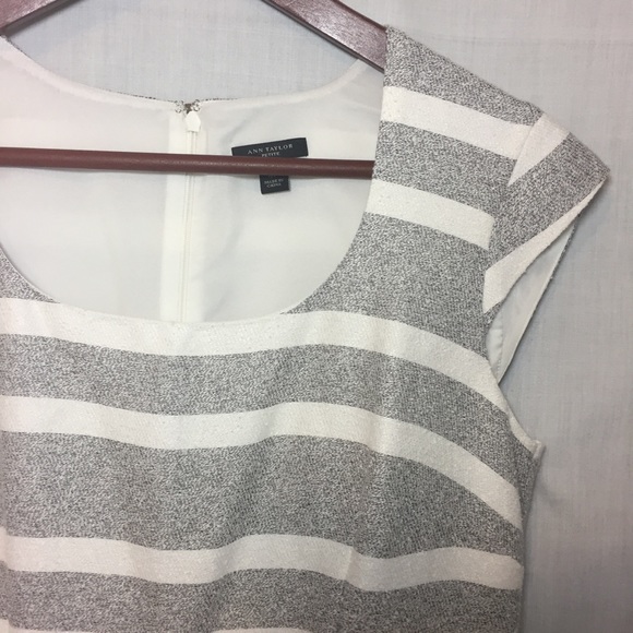 Ann Taylor Gray Chevron Striped Textured Dress 4P - Picture 7 of 8